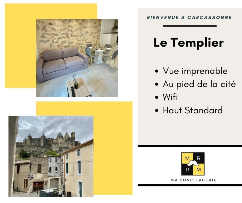 Le Templier Vue Cite Pied Cite Medievale Neuf Carcassonne Exteriér fotografie